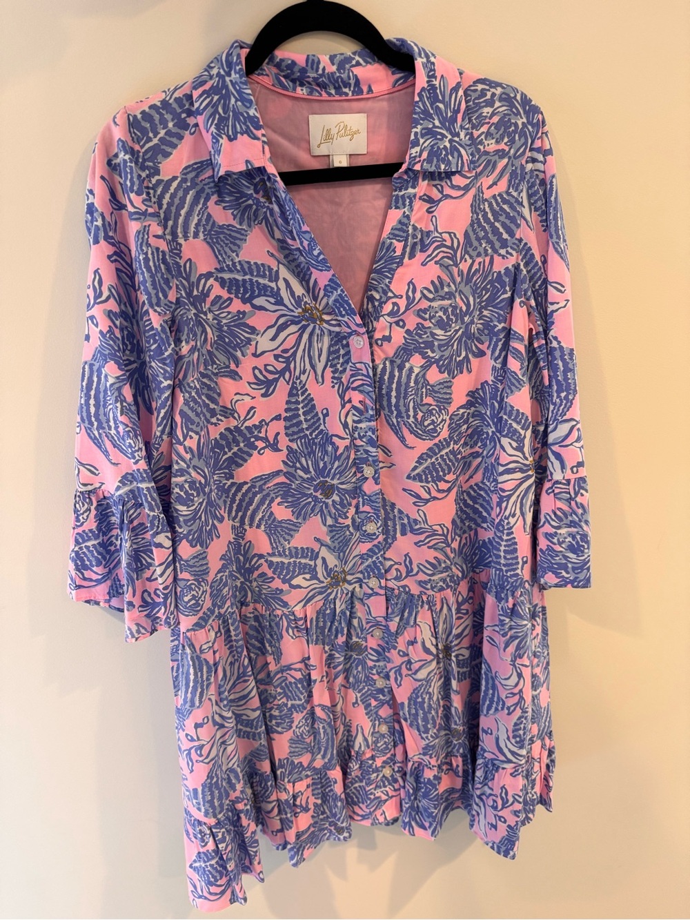 Lilly Pulitzer Pink and Blue Floral Button-Front Tunic